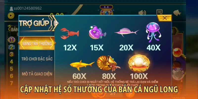 Cập nhật hệ số thưởng của bắn cá ngũ long